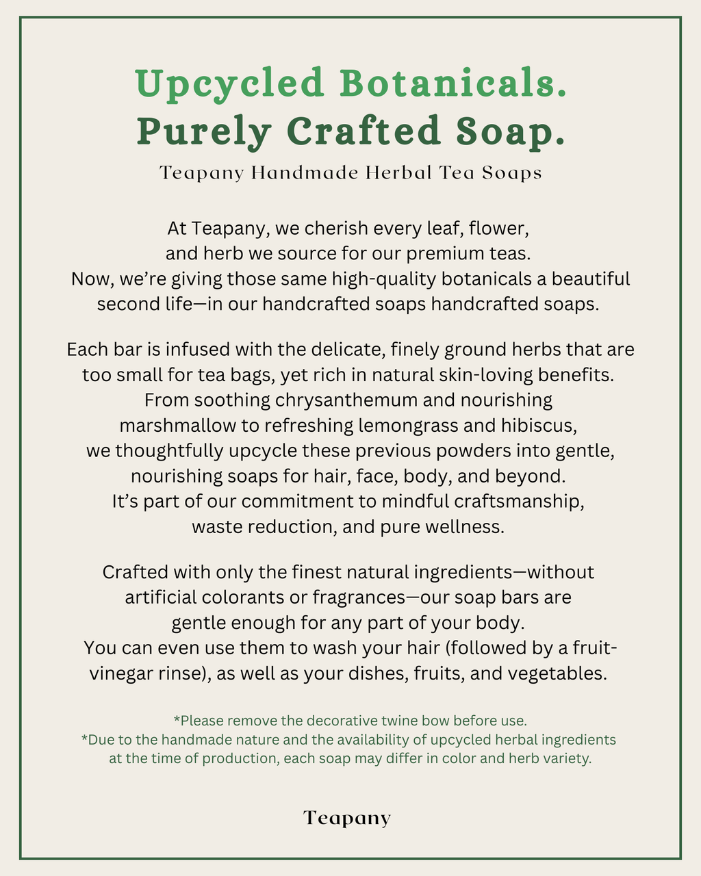 Teapany Nontoxic Herbal Tea Soaps <fragrance-free>