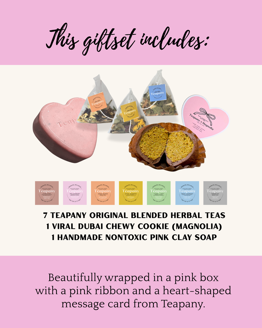Teapany Pink Soap + Dubai Chewy Cookie Gift Set